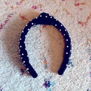 Lele Sadoughi Black Velvet Headband Pearls Knotted Statement Piece RARE Lele Sadoughi Pearls Jet Black Velvet Headband - Etsy main image 4